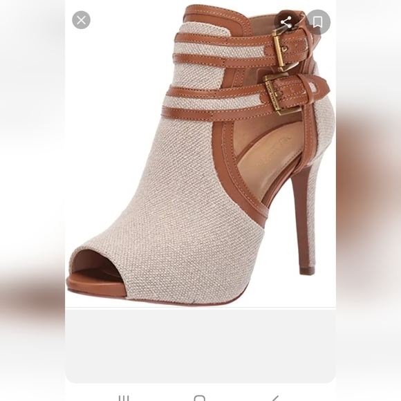 NWIB Michael Michael Kors Blaze Hemp Tan Leather Peep Toe Bootie/ Heels Size 10M - Picture 2 of 5